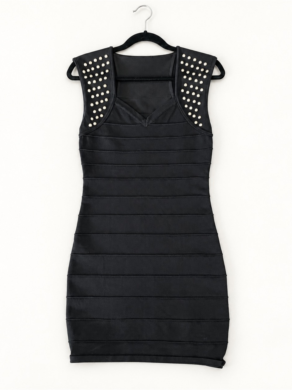 Black Studded Bodycon Dress - Unbranded